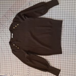 Reitmans Dark Brown/Khaki Military Sweater with Gold Buttons
